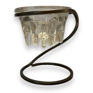 Glass Icicle Candle Holder On Metal Stand
